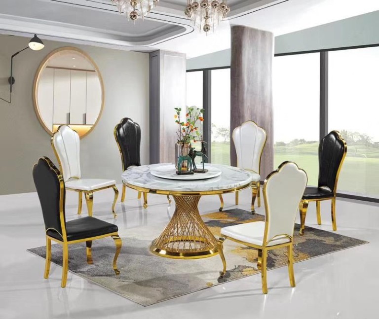 Florence Dining Marble Table with 8 Chairs - Marble King