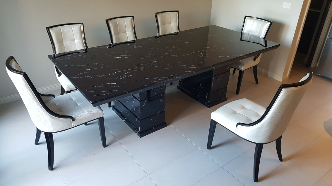 Canam Marble Dining Table with 8 Chairs | Marble King